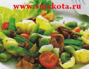 salat s kopsenoy kolbasoy салат с копченой колбасой Салат с копченой колбасой, под пикантным соусом по корсикански