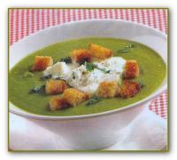 Суп из зеленого горошка с моцареллой