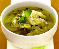 Рецепт как приготовить вкусный  рисовый суп с сельдереем и мятой