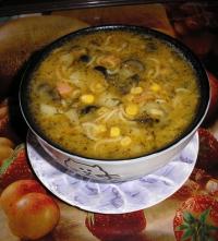 Легкий суп с вермишелью и кукурузой