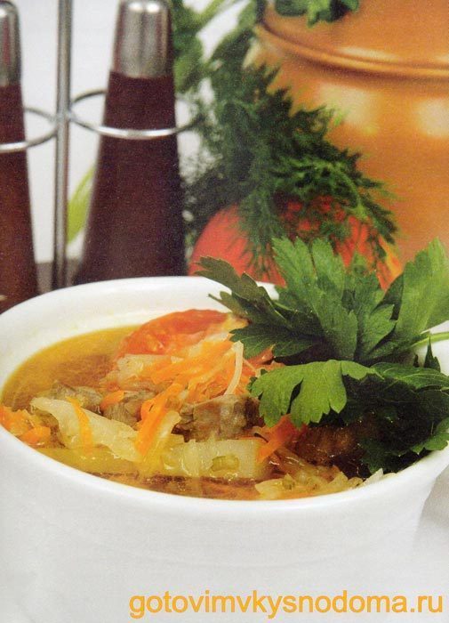 Рецепты в горшочках - Мясной суп с овощами в горшочке
