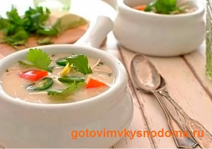 Рецепты в горшочках - Тайский суп с вермишелью на кокосовом молоке