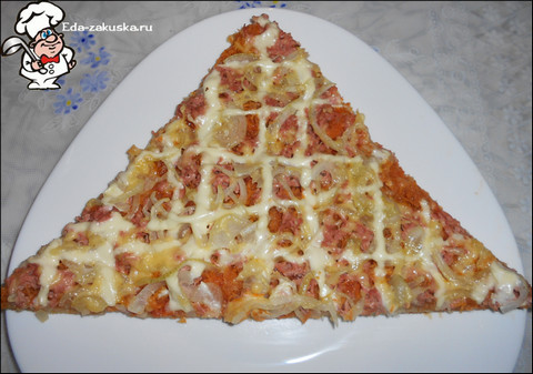 DSCN3312 Рецепт пиццы с колбасой, сыром и овощами